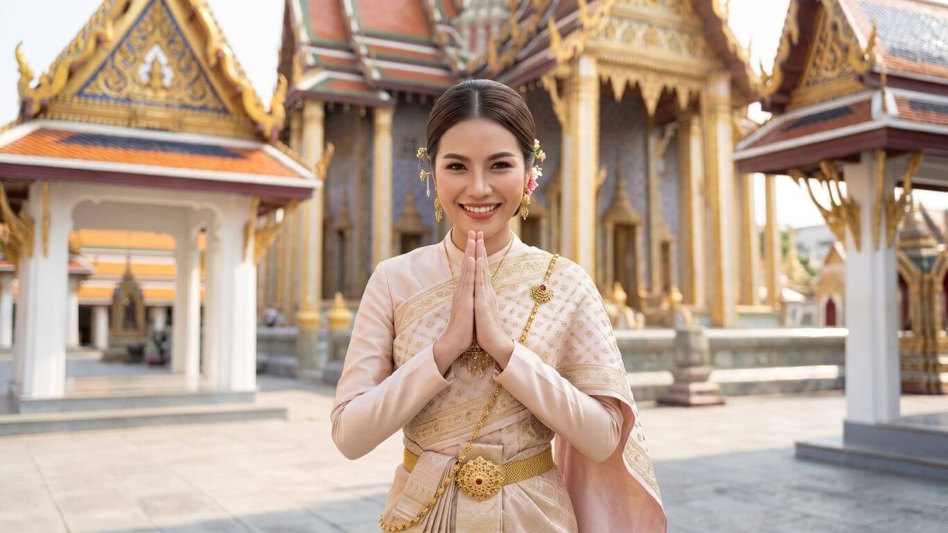 Remerciement thaïlandais avec geste de wai