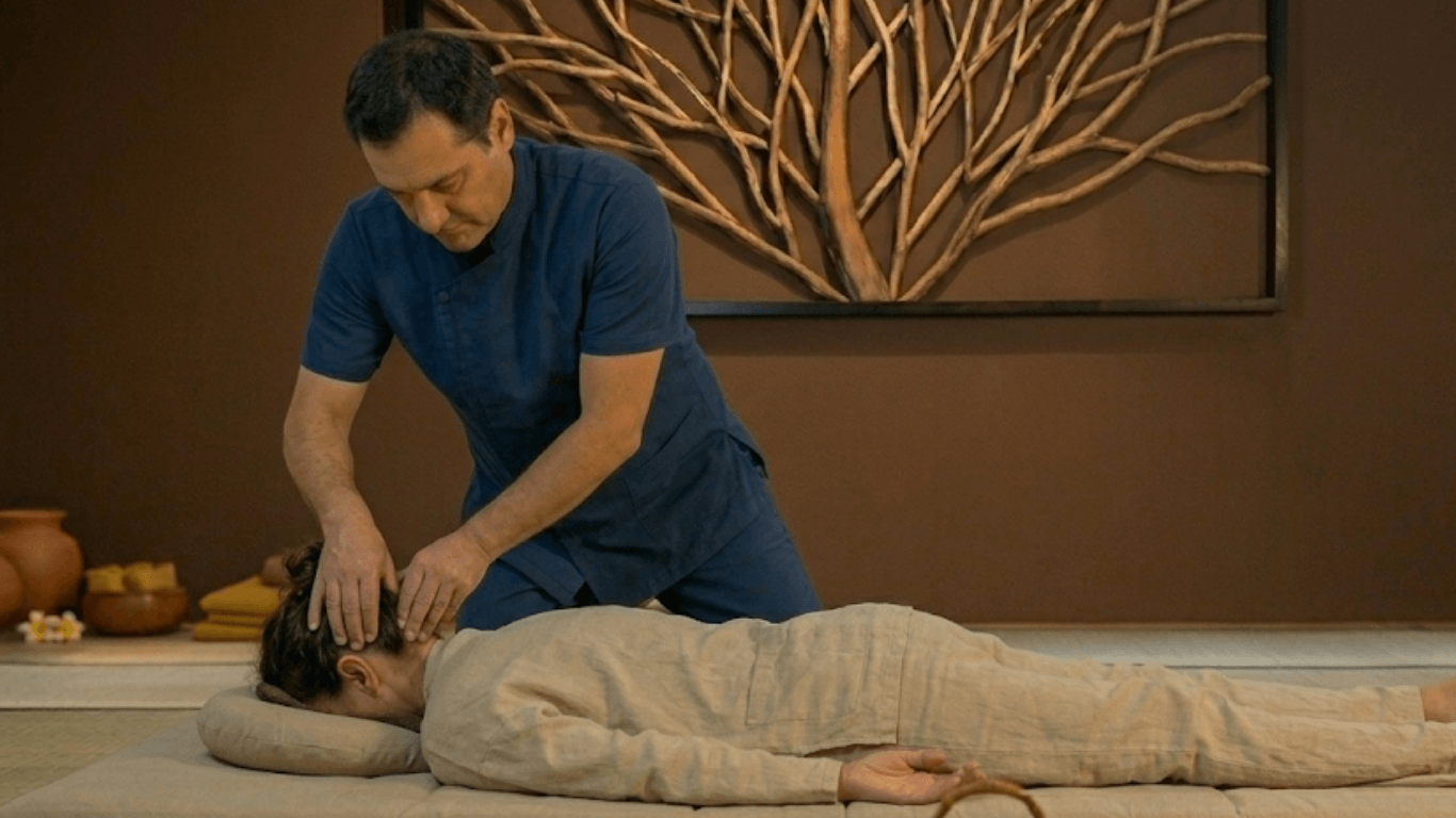 Installation au sol et posture pendant le Jour 1 de la formation Shiatsu bien-être